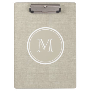 Carpeta De Pinza Monograma de lino beige rústico del fondo