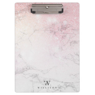 Carpeta De Pinza Monograma de Marble Purpurina Luxury