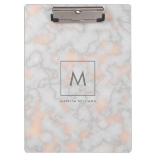 Carpeta De Pinza Monograma de Mármol y Rosa de oro