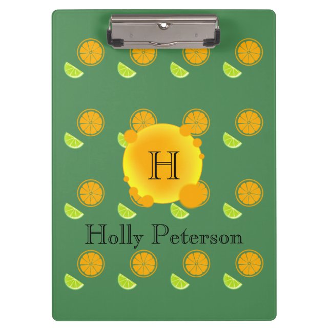 Carpeta De Pinza Monograma de naranjas y extremidades en Bonito (Anverso)