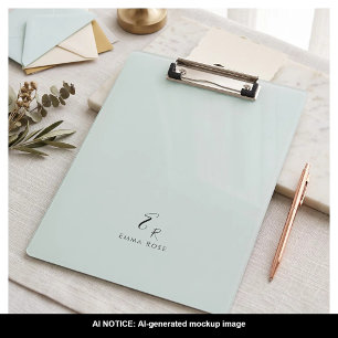 Carpeta De Pinza Monograma De Nombre Minimalista Elegante Verde Men
