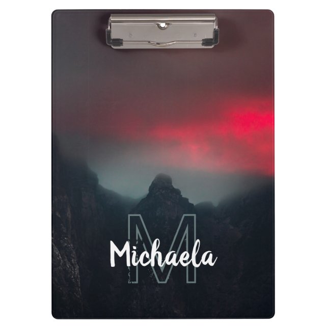 Carpeta De Pinza Monograma de nubes, niebla y montañas quemadas (Anverso)