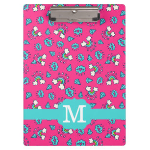 Carpeta De Pinza Monograma de Patrón de Corazones, Lluvia y Gemas M