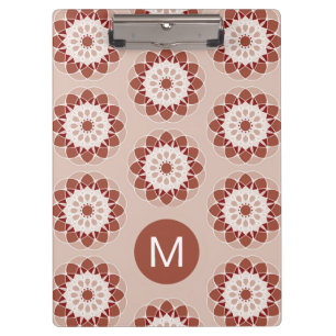 Carpeta De Pinza Monograma de patrón de mandala floral de color bur