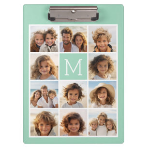 Carpeta De Pinza Monograma de Personalizado de Collage de fotos ún