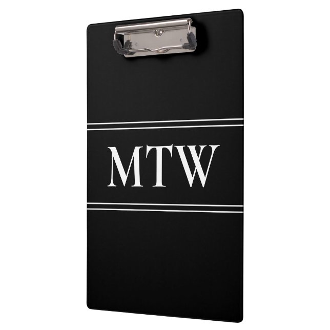 Carpeta De Pinza Monograma de plantilla de texto simple en blanco y (Izquierda)
