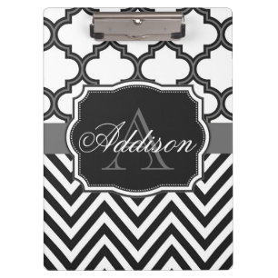 Carpeta De Pinza Monograma de Quatrefoil Chevron