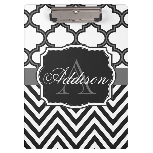 Carpeta De Pinza Monograma de Quatrefoil Chevron (Anverso)