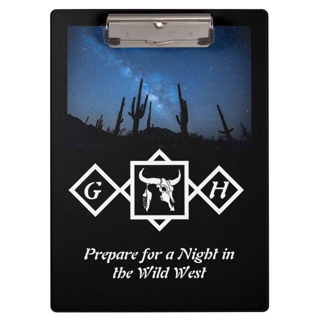 Carpeta De Pinza Monograma de silueta de cráneo blanqueada con toro (Anverso)