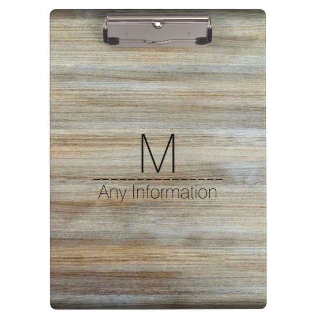 Carpeta De Pinza Monograma de textura de grano de madera #2 (Anverso)