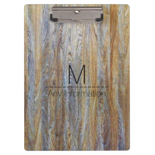 Carpeta De Pinza Monograma de textura de grano de madera #4
