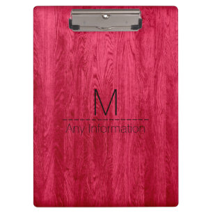 Carpeta De Pinza Monograma de textura de grano de madera roja