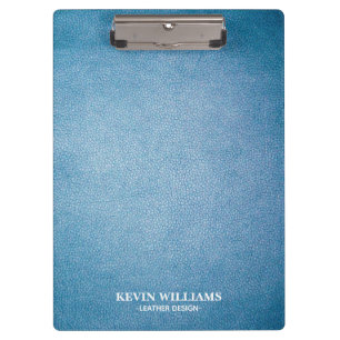 Carpeta De Pinza Monograma de textura de piel azul