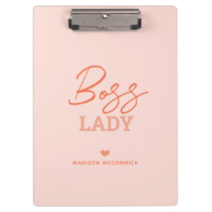 Carpeta De Pinza Monograma del guión del Naranja rosado moderno de