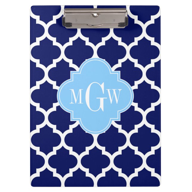 Carpeta De Pinza Monograma del nombre azul cielo azul azul marino m (Anverso)