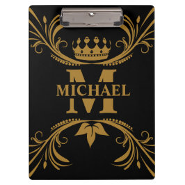 Carpeta De Pinza Monograma del nombre dorado del Art Decó de la Vin