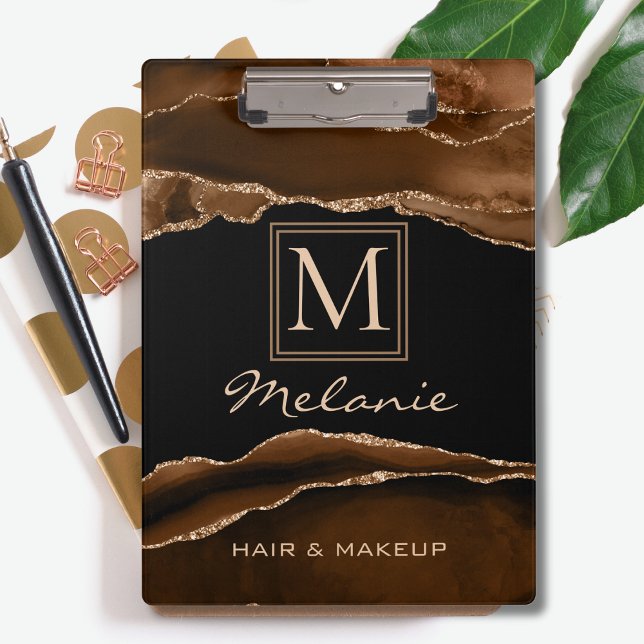Carpeta De Pinza Monograma Dorado Marble moderno Moda elegante de m (Subido por el creador)