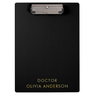 Carpeta De Pinza Monograma Dorado Negro Minimalista Moderno