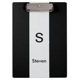 Carpeta De Pinza Monograma Dos Tonos Moderno Negro y Gris Claro