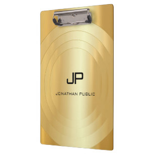 Carpeta De Pinza Monograma elegante de aspecto dorado glamoroso
