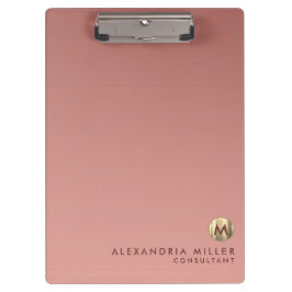 Carpeta De Pinza Monograma elegante de oro rosa rosa
