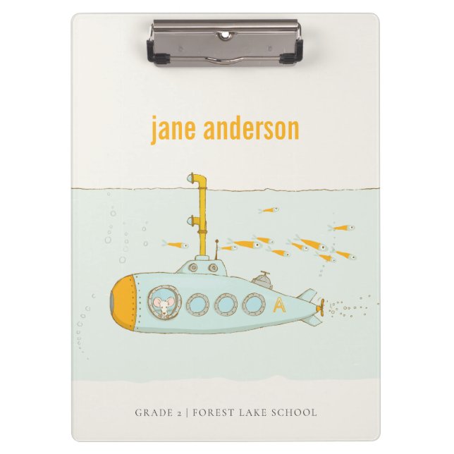 Carpeta De Pinza Monograma elegante de peces submarinos submarinos (Anverso)