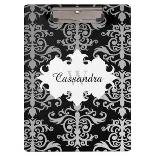 Carpeta De Pinza Monograma elegante del modelo del damasco