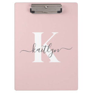 Carpeta De Pinza Monograma elegante en rosa y gris