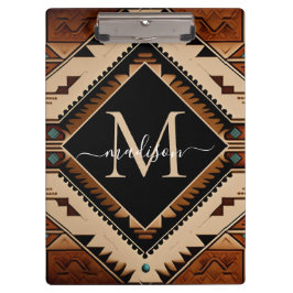 Carpeta De Pinza Monograma estilo boho de la cultura india nativa e