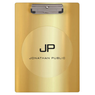 Carpeta De Pinza Monograma falso dorado elegante clásico personaliz