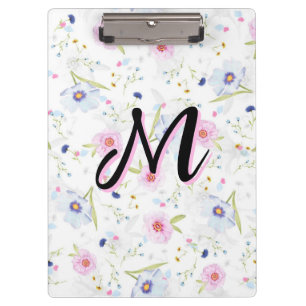 Carpeta De Pinza Monograma Floral Cottagecore Estético M