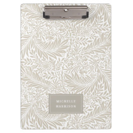 Carpeta De Pinza Monograma Floral Foliage Beige Blanco Elegante