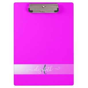 Carpeta De Pinza Monograma Fluorescente Rosa