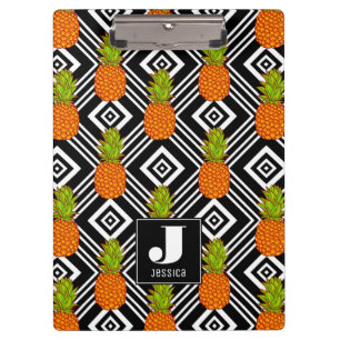 Carpeta De Pinza Monograma geométrico de las piñas el  