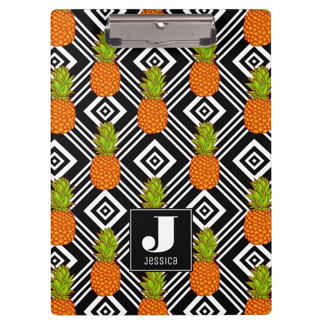 Carpeta De Pinza Monograma geométrico de las piñas el | (Anverso)