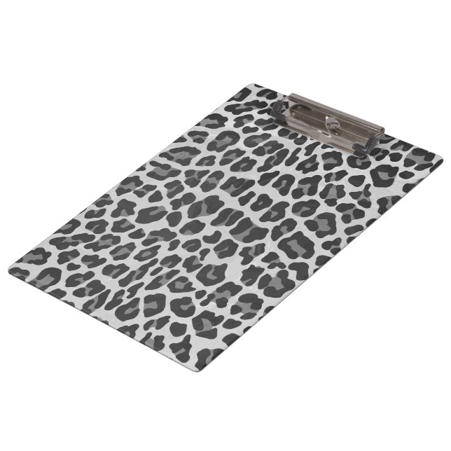 Carpeta De Pinza Monograma Impresión de leopardo blanco y negro (Angular)