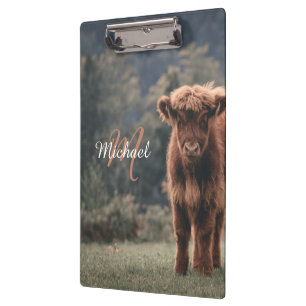 Carpeta De Pinza Monograma inicial de ternera bovina de montaña de