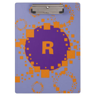 Carpeta De Pinza Monograma inicial Naranja púrpura cuadrado Círculo