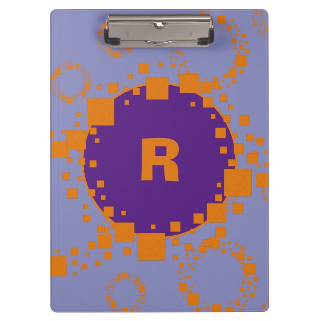 Carpeta De Pinza Monograma inicial Naranja púrpura cuadrado Círculo (Anverso)