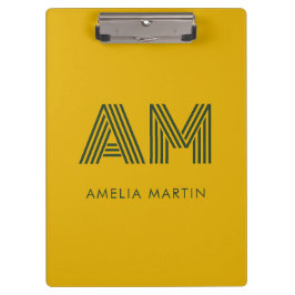 Carpeta De Pinza Monograma minimalista de amarillo mostaza y verde
