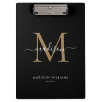 Monograma moderno de oro negro con estilo Nombre d