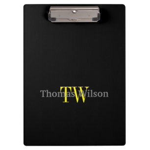 Carpeta De Pinza Monograma moderno Minimalista negro y gris masculi