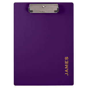 Carpeta De Pinza Monograma Moderno Personalizado Azul y Dorado