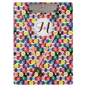 Carpeta De Pinza Monograma Patrón de bola de billar