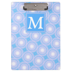 Carpeta De Pinza Monograma Patrón de círculos azules eléctricos