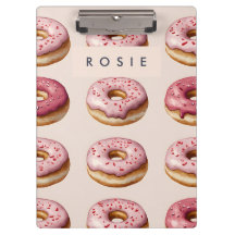 Monograma Patrón de donut rosado personalizado