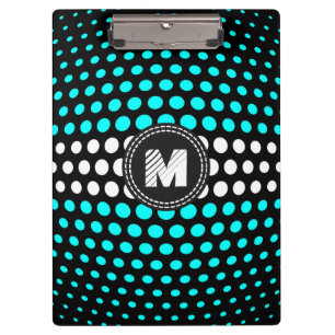Carpeta De Pinza Monograma Patrón de puntos de polka blancos y acuá