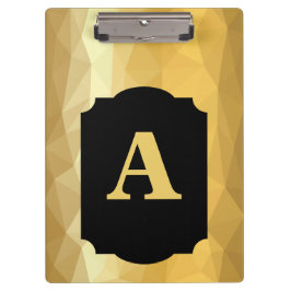 Carpeta De Pinza Monograma personal negro de lujo metálico dorado