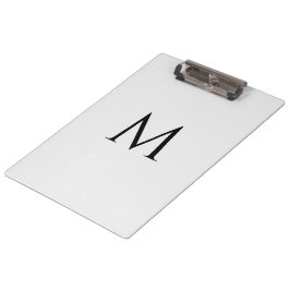 Carpeta De Pinza Monograma Personalizado Clásico Blanco Profesional