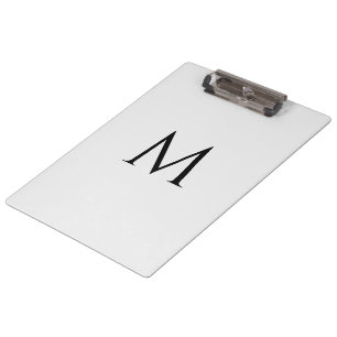 Carpeta De Pinza Monograma Personalizado Clásico Blanco Profesional